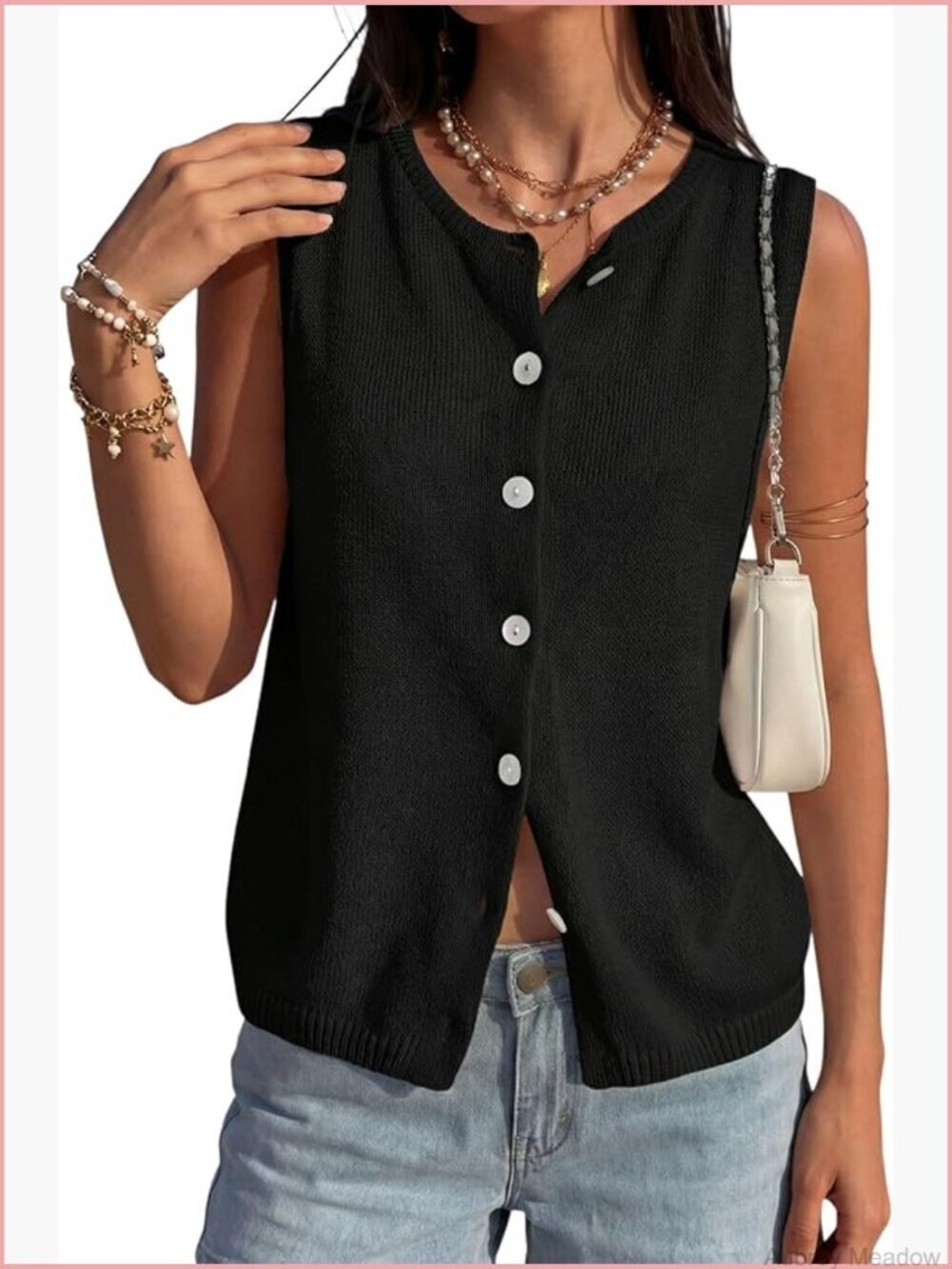Sleeveless Button Down Knit Cardigan Vest Women Spring Summer Business Casual